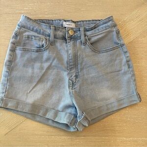 Forever 21 Blue Jean Shorts High-Waisted Cuffed